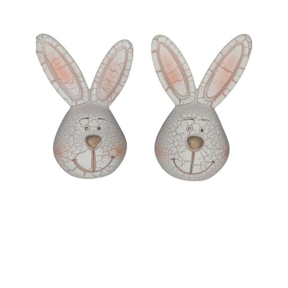 Set of (2) Easter Bunny Head Holiday Table Home Decor - Picture 3 of 3